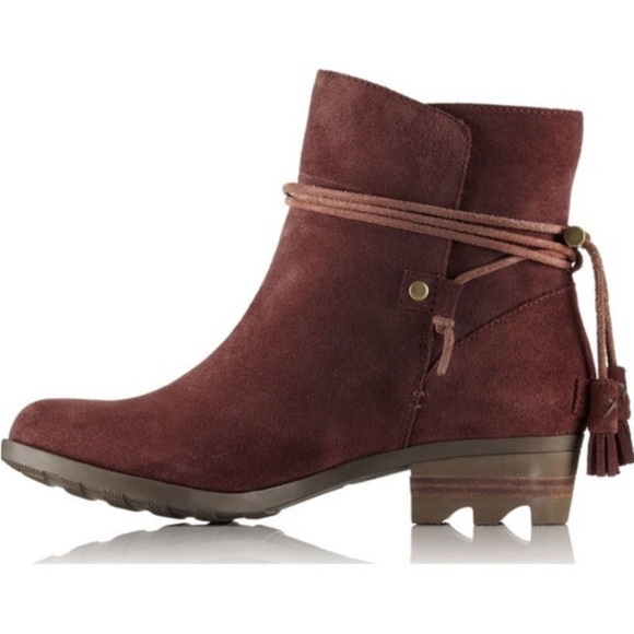 Sorel Farah Ankle Boots NL:2682-628 Tassel Burgundy Suede 11 Fall Waterproof - Picture 7 of 16